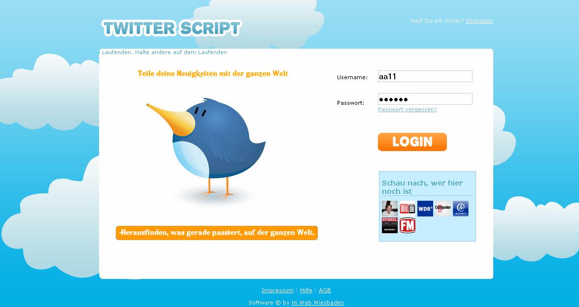 PHP Script Twitter Netzwerk System 