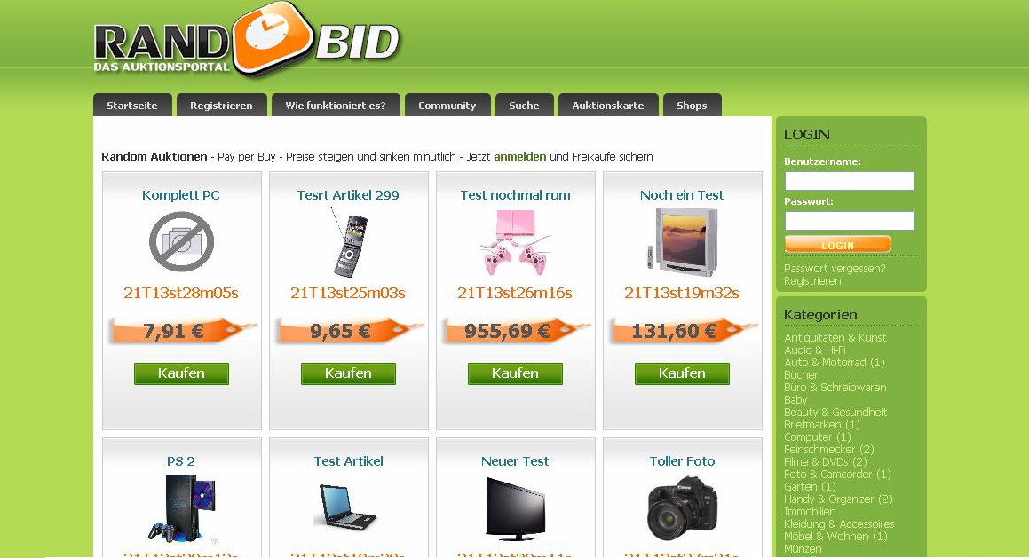 Rando Bid Auktions System - Pay per Buy