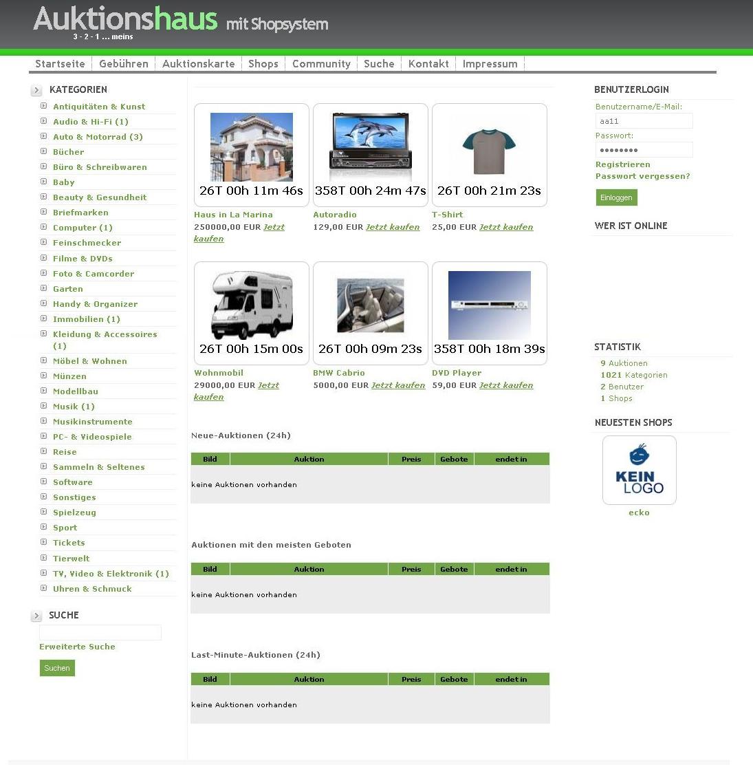 Auktionshaus Community Premium System inkl allen Modulen wie Shop Modul,Preisvorschlag usw